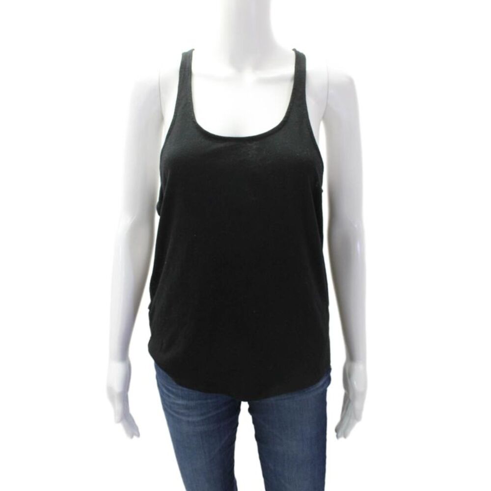 IRO Jeans Womens Silver Tone Pullover Tank Top Black Cotton Size Extra Small